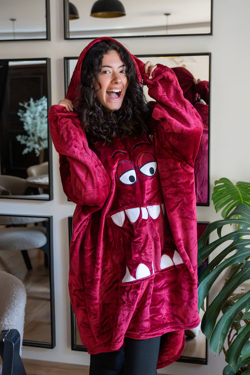 Snuggs Blanket Hoodie Dark Red Monster